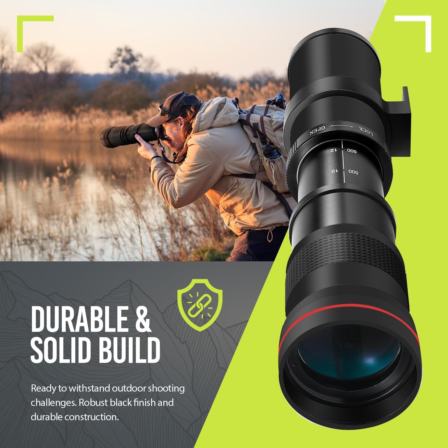 High-Power 420-1600mm f/8.3 Manual Telephoto Zoom Lens for Canon EOS Cameras D861445