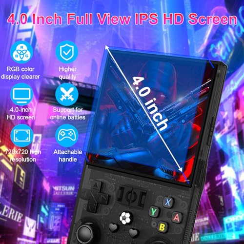 R36Max Retro Handheld Game Console with 4-Inch IPS Screen, 64GB, Black P314194