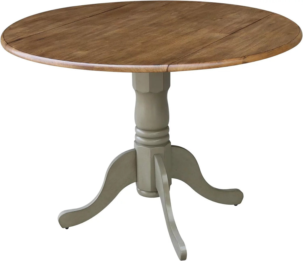 Inch Dual 42 Drop Leaf Dining Table, Distressed Hickory/Stone K77012