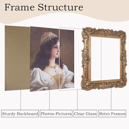 Antique Picture Frames 8x10 Vintage Victorian Ornate with Glass, Black S55546