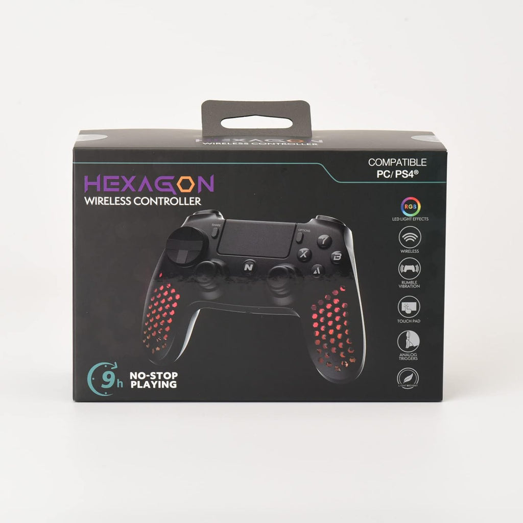 Nitho RGB Wireless Controller for PS4/PS5/PC/Android/iOS, Hexagonal Design Joystick with Vibration R4021