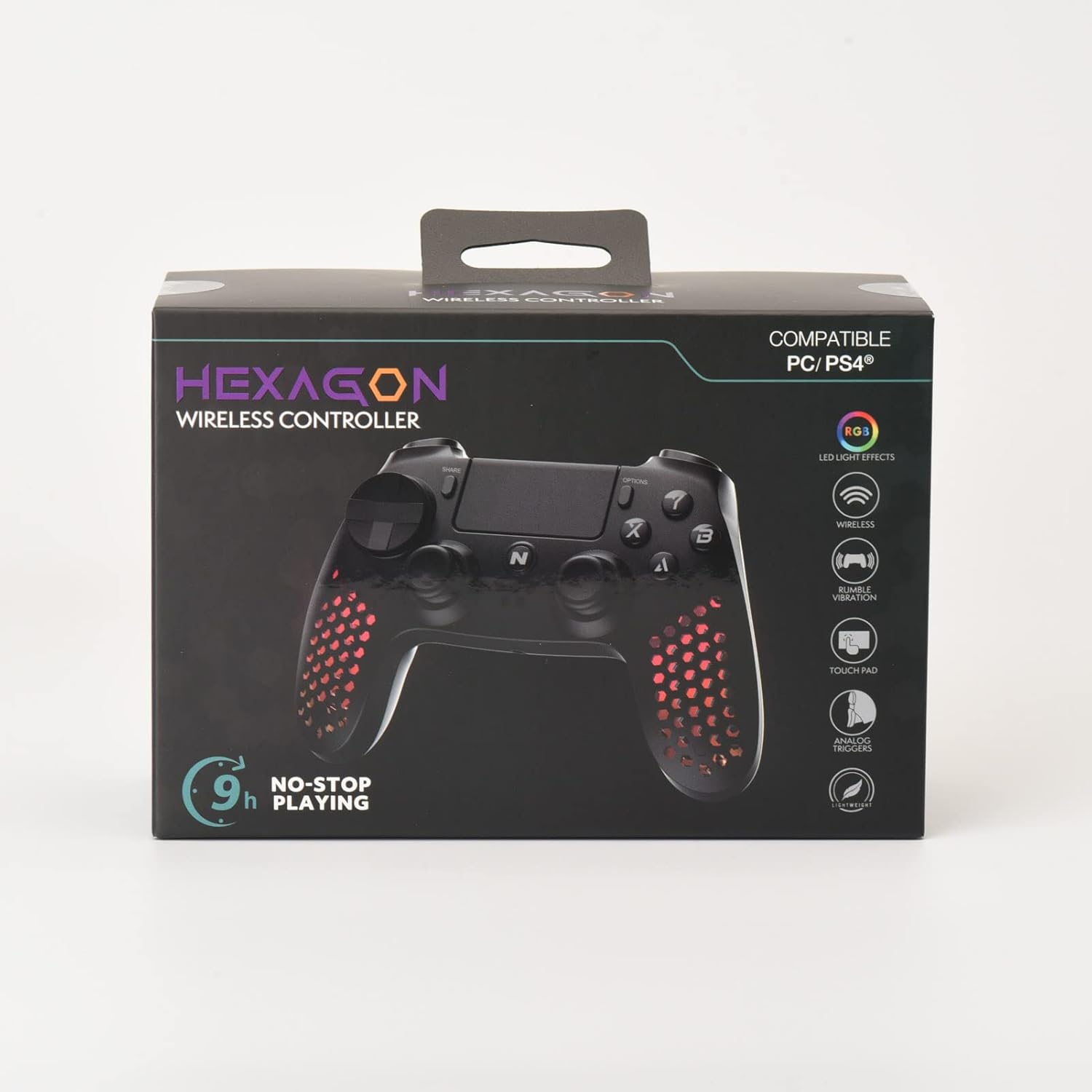 Nitho RGB Wireless Controller for PS4/PS5/PC/Android/iOS, Hexagonal Design Joystick with Vibration R4021