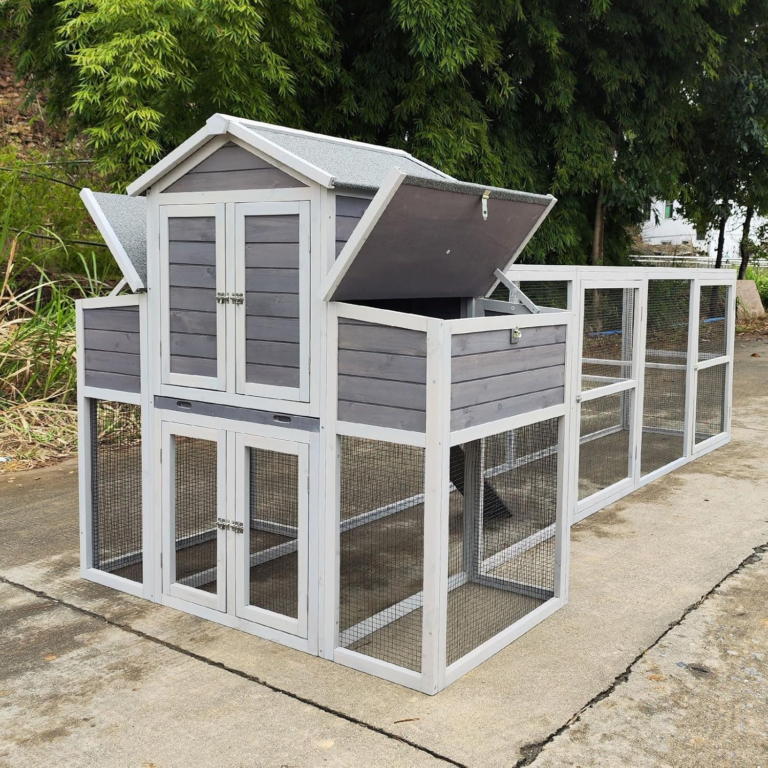 Extra Large Wooden Chicken Coop with Nesting Boxes and Perches S86686
