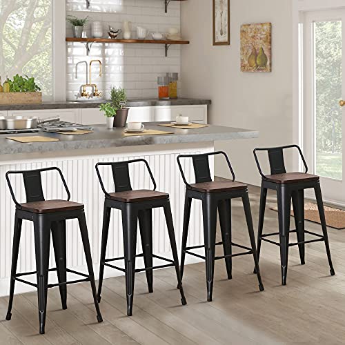 Andeworld Bar Stools Set of 4 Counter Height, Distressed White 30 Inch K18303