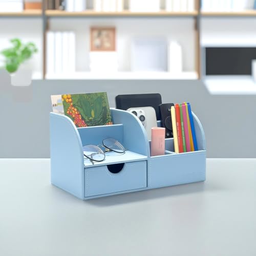 UnionBasic Desk Organizer Leather Pen Holder Storage Box, Black C712