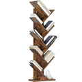 Function Home 9 Tier Tree Bookshelf, Modern Tall Geometric Bookcase, Freestanding Book Shelf, Wood Floor Storage Shelf for Living Room, Bedroom, Home Office,Rustic Brown