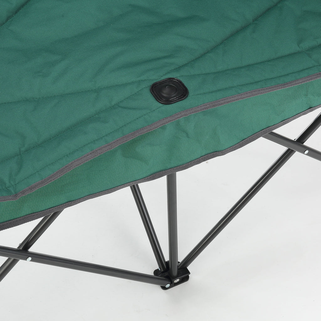 ARROWHEAD OUTDOOR Portable Folding Double Camping Chair with Cup Holders, Padded Seats, Carrying Bag, 500lbs Capacity (Green) N8854