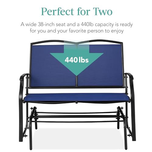 Best Choice Products 2-Person Outdoor Patio Swing Glider Bench with Textilene Fabric, Steel Frame P418487