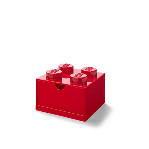 LEGO Stackable Desk Drawer RED with 8 Knobs - Plastic Storage Box for LEGO, Toys, Desk Drawers, Office Supplies, and Stackable Storage, Home Decoration