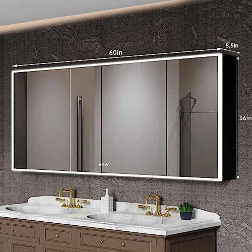 Medicine Cabinet with Mirror, Outlets & USB, Defogger, 42"W x 36"H, Silver V7989