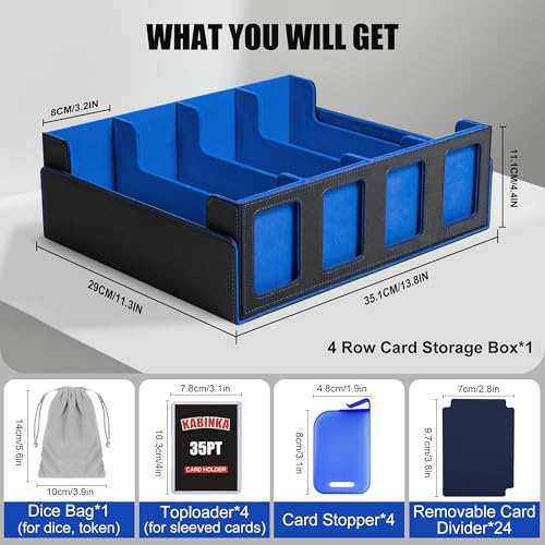 Trading Card Storage Box with Commander Display, 5-Row Deck Case, Black Purple B7043