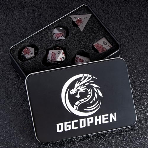 Metal DND Cat Dice 7PCS Polyhedral RPG Dice Set with Gift Case B373640