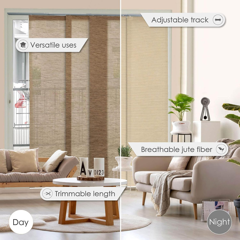 GoDear Design Adjustable Panel Track Sliding Glass Door Blinds 45.8"-86" W x 96" H W83166