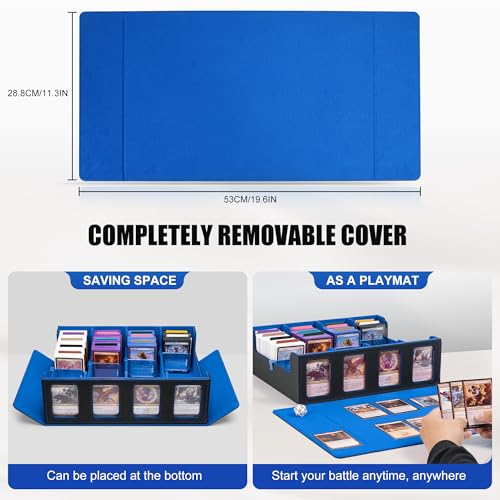 Trading Card Storage Box with Commander Display, 5-Row Deck Case, Black Purple B7043