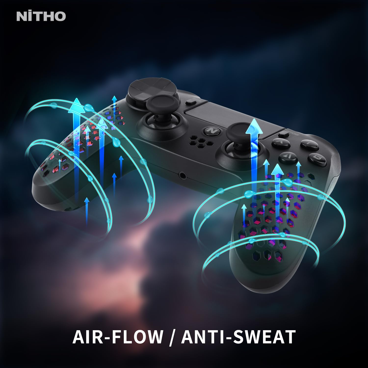 Nitho RGB Wireless Controller for PS4/PS5/PC/Android/iOS, Hexagonal Design Joystick with Vibration R4021