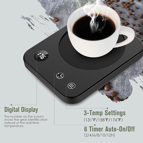 Mug Warmer with 3-Temp Settings and Timer, Black Q6808