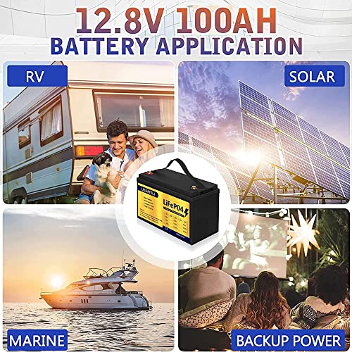 12V 100Ah LiFePO4 Lithium Battery for Golf Cart RV Marine Solar A56122