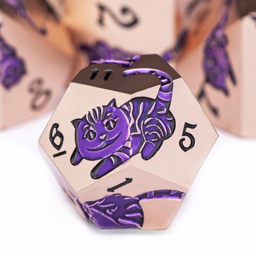 Metal DND Cat Dice 7PCS Polyhedral RPG Dice Set with Gift Case B373640