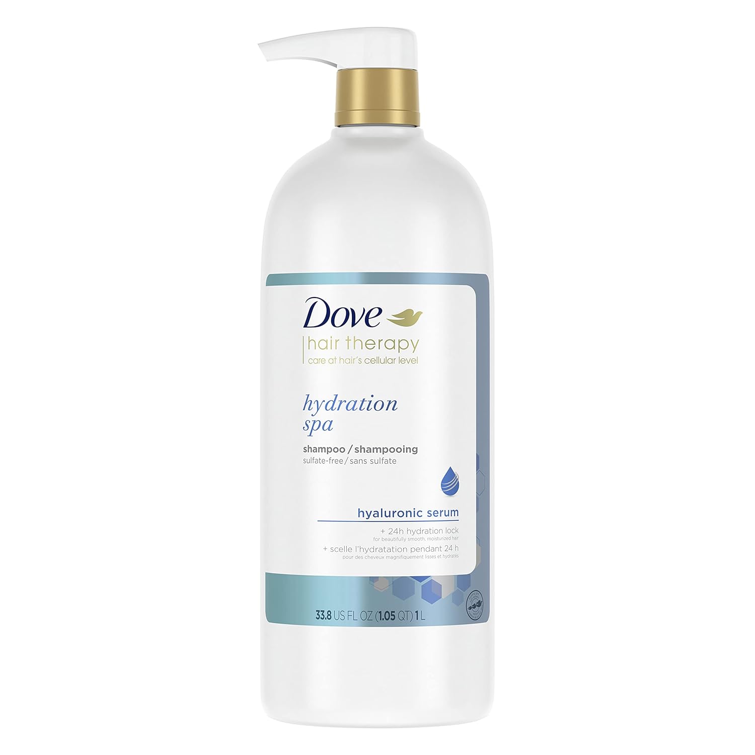 Dove Shampoo Hydration Spa for Dry Hair Hair Shampoo with Hyaluronic Serum 33.8 oz