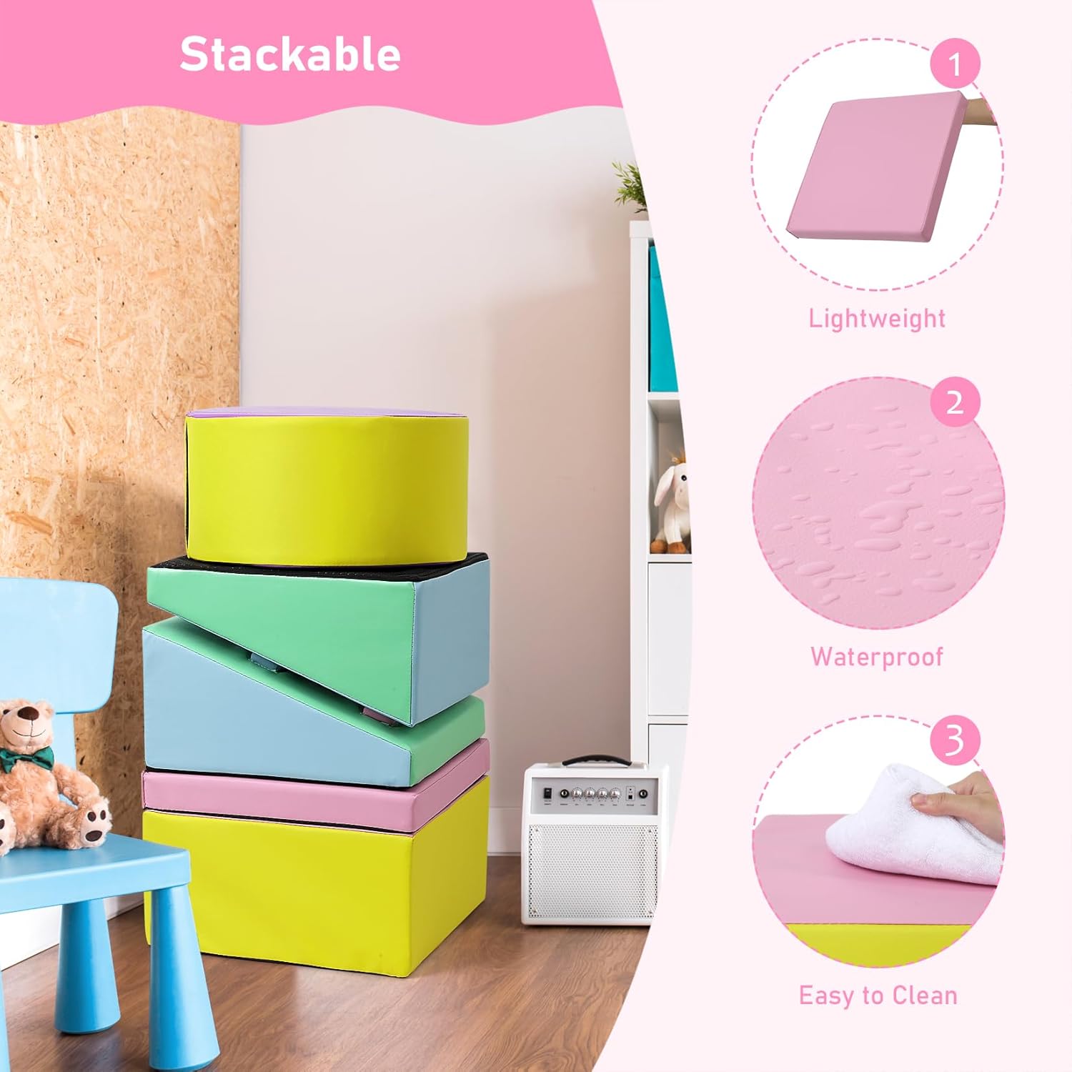 Soft Climbing Indoor Set, Foam Blocks for Toddlers and Preschoolers, 5PCS L464