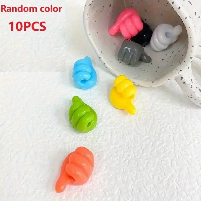 10Pcs Silicone Thumb Wall Hook Adhesive Cable Clip Key Hanger J3910