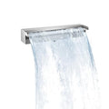Pool Waterfall Fountains, Stainless Steel Rectangular Pool Waterfall Spillway with Pipe Connector for Outdoor Decorative (17.7 Inch)