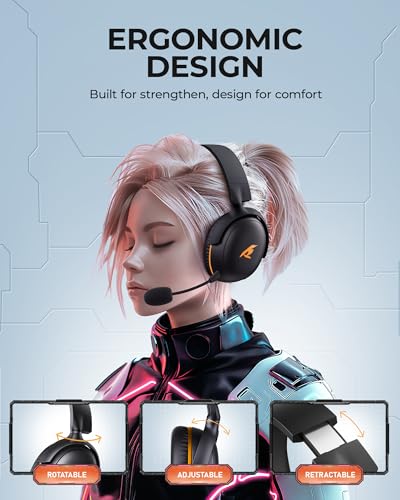 Wireless Gaming Headset 2.4GHz Bluetooth for PS5 PC PS4 Mac Black Red N62534