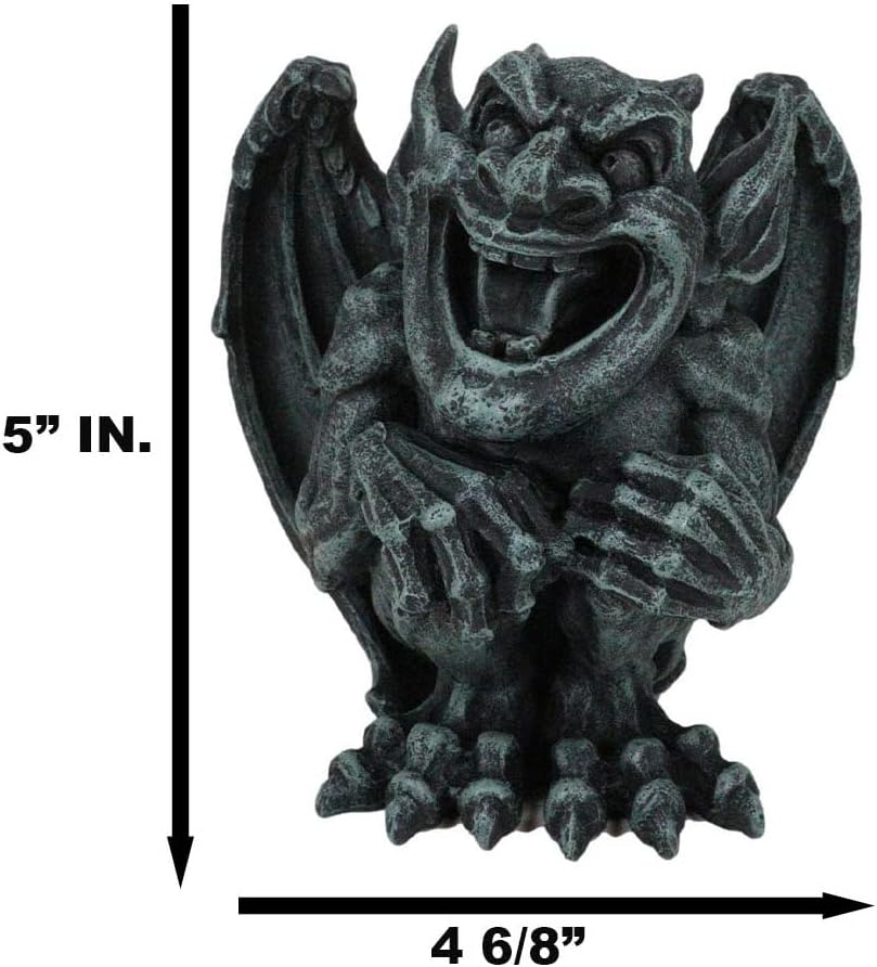 Ebros Gift Gothic Winged Guardian Gargoyle Crouching Figurine Faux Stone Resin Finish G703618