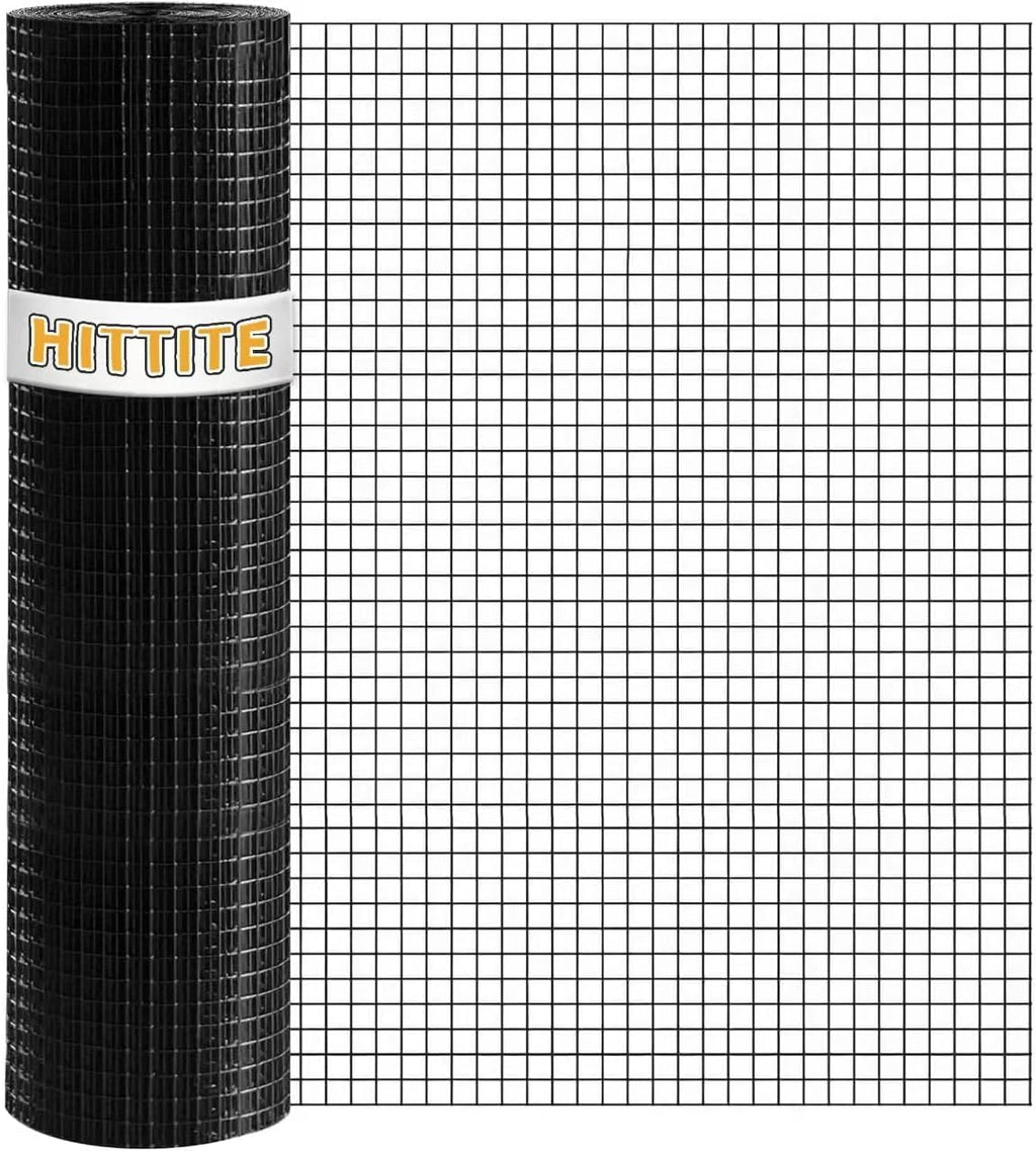 HITTITE Hardware Cloth 1/2 inch 36 x 25 ft, 19 Gauge Welded Black PVC Coated Wire Mesh, Galvanized Welding Chicken Wire Fence Mesh for Chicken Coop and Home Improvement Projects