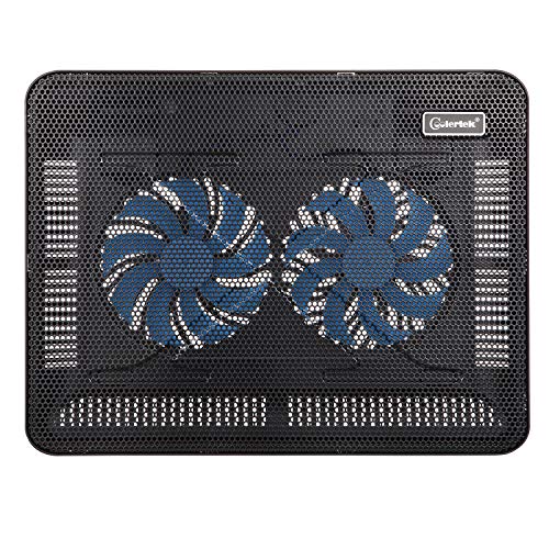 Coolertek Portable Slim Laptop Cooling Pad with 2 Blue LED Fans, USB Powered, Fits 11-14 Inch E3336