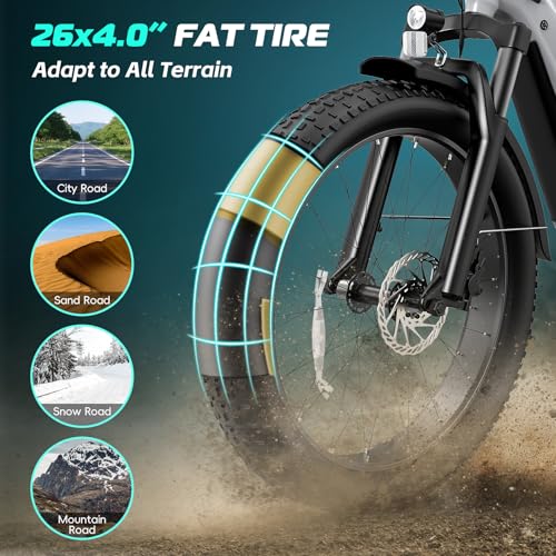 Vivi ACE01 Electric Bike for Adults, 26" Fat Tire, 25MPH T72708