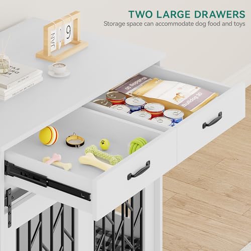YITAHOME Dog Kennel Furniture for 2 Dogs, 39 inch Double Dog Crate with Storage Drawers, Brown L4904