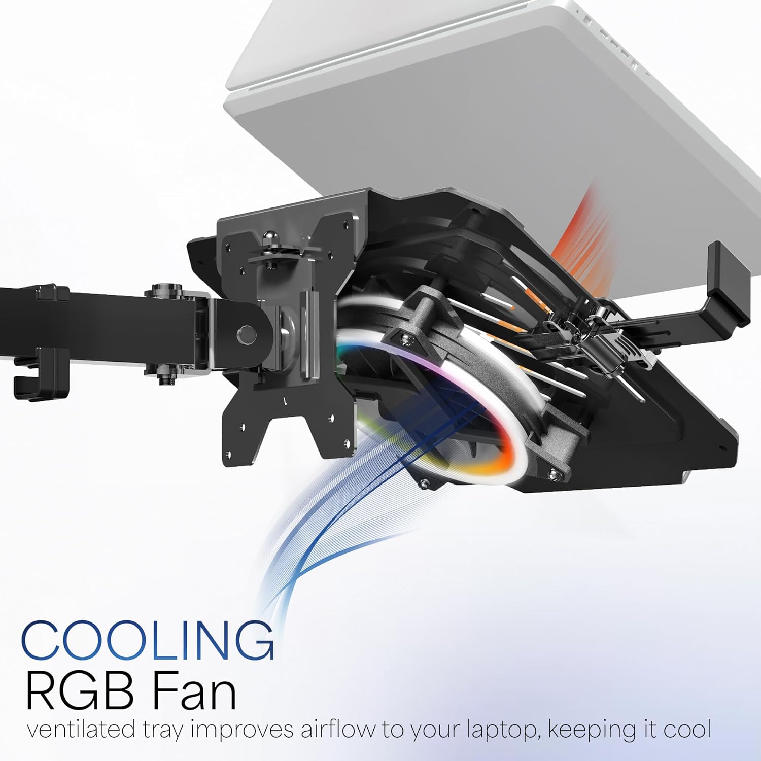 VIVO Adjustable 12-15.6 inch Laptop Desk Mount Stand with RGB Fan, Black L574632