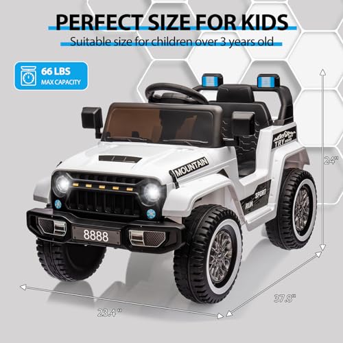 12V Kids Ride on Truck with Remote Control, White F7237