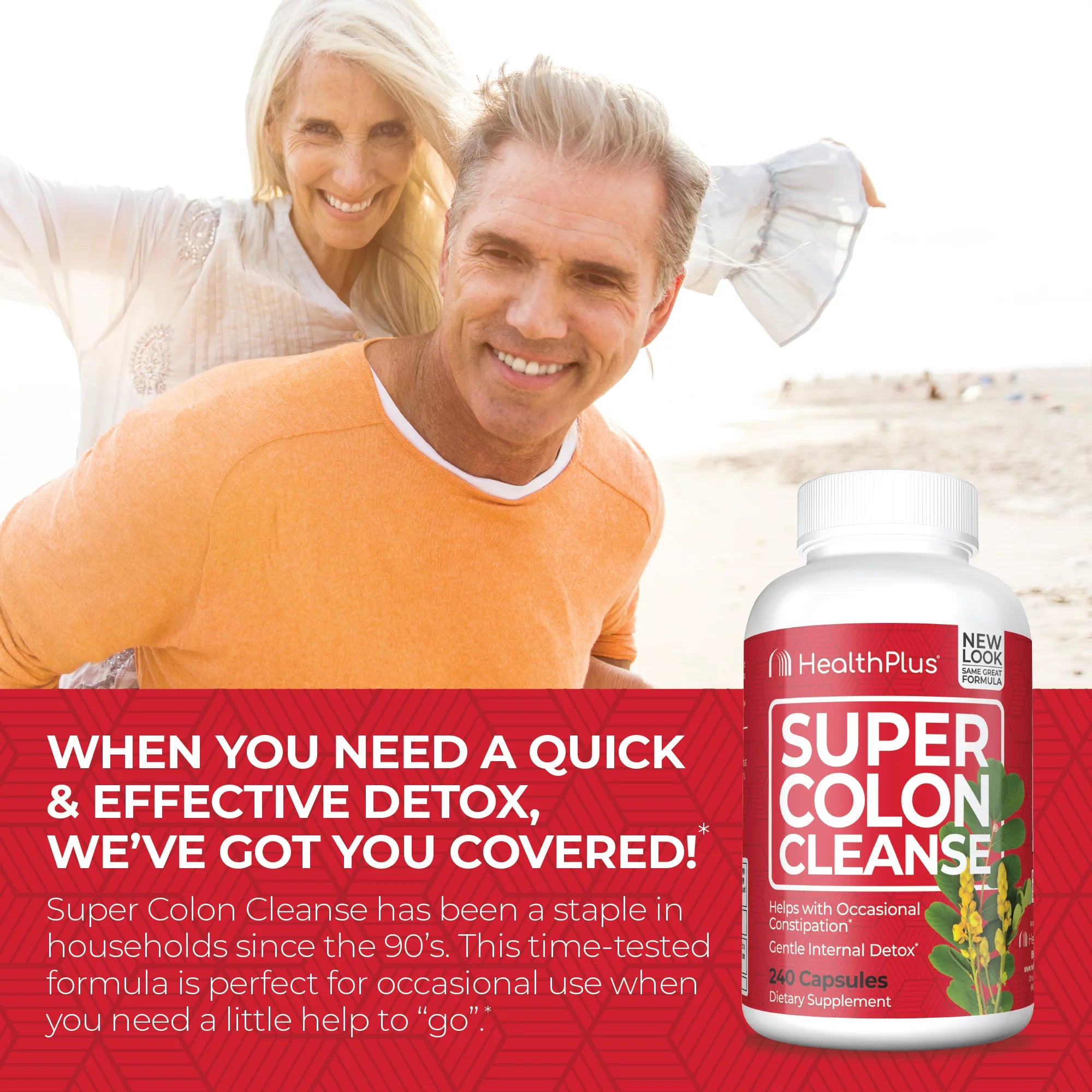 Health Plus Super Colon Cleanse Laxative Capsules, 240 Count R36291