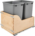 Rev-A-Shelf Pull Out Trash Can for Kitchen Cabinets 35 Qt 8.75 Gal Bottom Mounted, Undermount Soft-Close Slides, Silver, 4WCSC-1835DMND-2