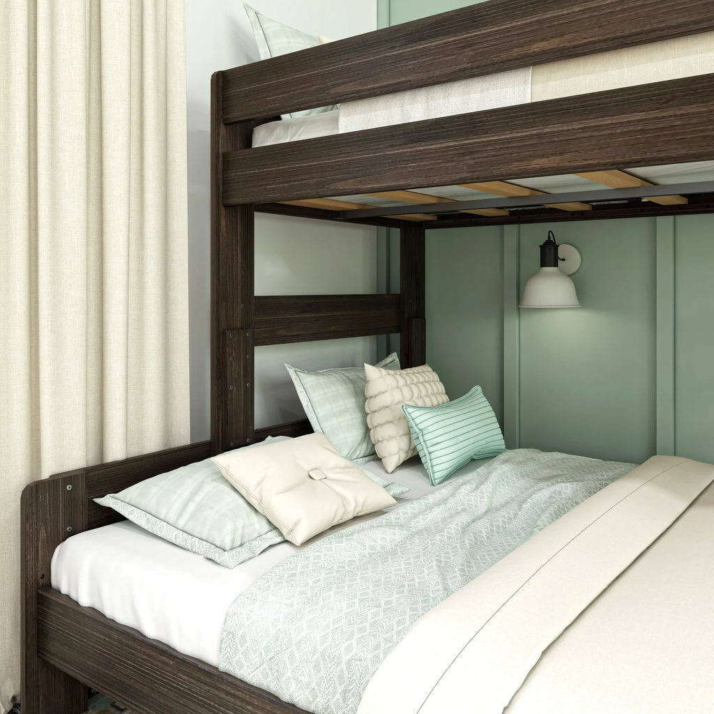 Max & Lily Bunk Bed Twin XL Over Queen Farmhouse Platform Bed Frame, Barnwood Brown A557