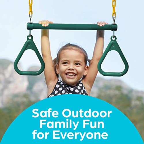 Jungle Gym Kingdom Swing Set with Monkey Bars & Trapeze Bar, Outdoor Play Equipment, Blue N7930