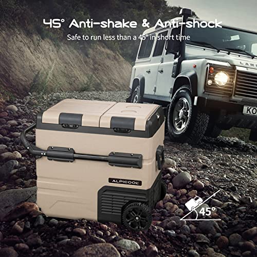 Alpicool TAW45 Portable Freezer 12V Car Fridge with Wheels, Dual Zone, 47 Quart O2662