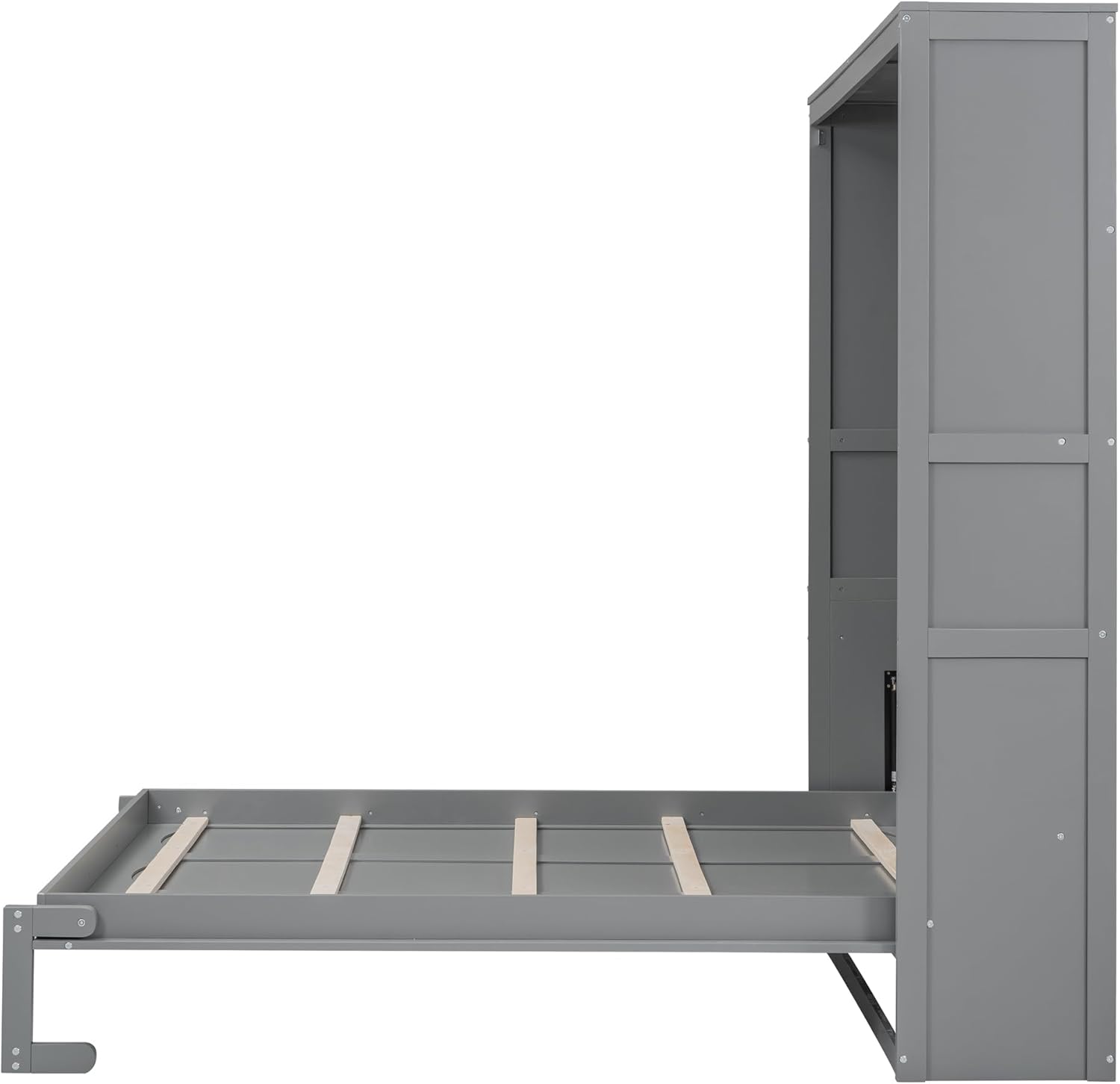 Queen Size Murphy Bed with Shelves, Wall Bed for Small Spaces, Gray H580