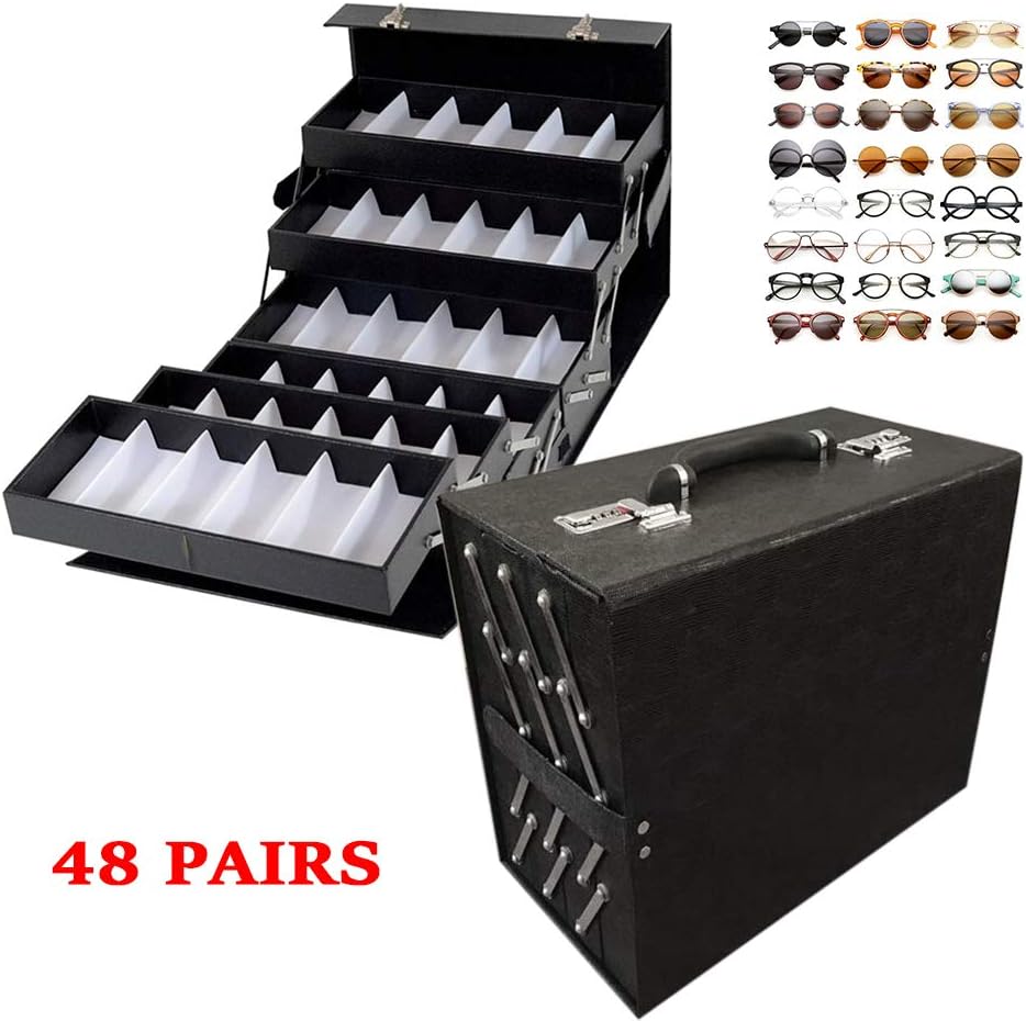 TFCFL Sunglasses Organizer Storage Box with Clear Glass Lid, 48 Slots U6583