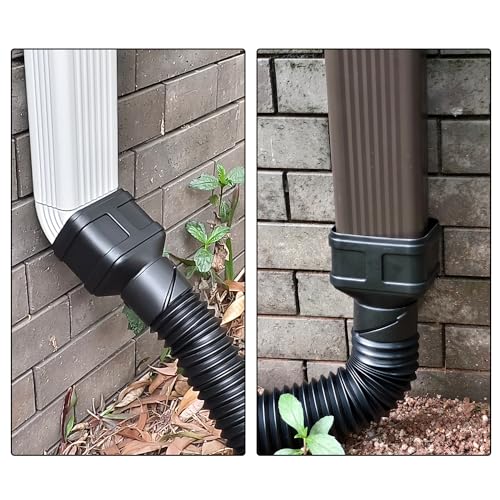 7ft Flexible Gutter Downspout Extension, 3" Drainage Pipe, Black, 1-Pack W36174