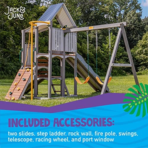 Jack & June Haven Cedar Playset with Swings and Slides J944661