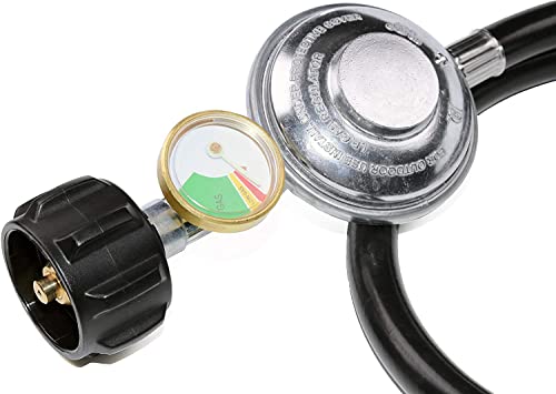 6 ft Propane Regulator Hose with Tank Gauge for LP Gas Grill, Heater and Fire Pit Table K556