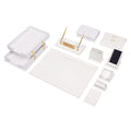 Leather Desk Set-Desk Office Accessories-Office Organizer- Home Office Accessories - Desk Supplies - Desk Storage Organizer -Desk Pad-Storage-14 Pieces -14 PCS(WHITE)