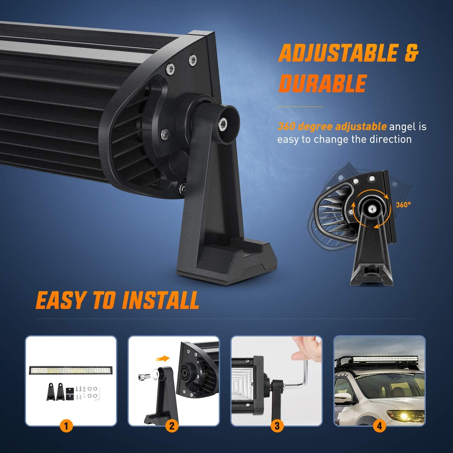 Nilight 18016C-A LED Light Bar 22Inch 270W Triple Row Combo Beam Driving Lights for Trucks H625630