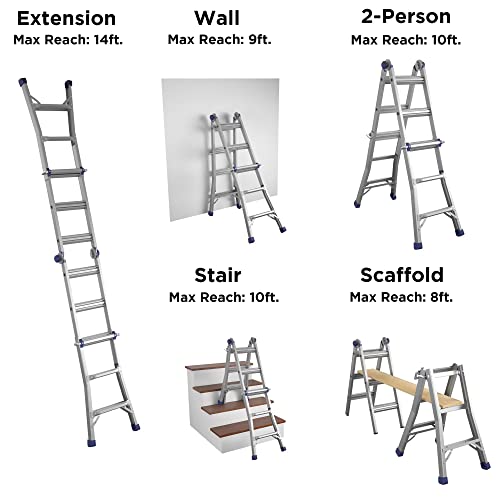 COSCO 18 ft Aluminum Multi-Position Ladder, 300 lb Type IA Y5449