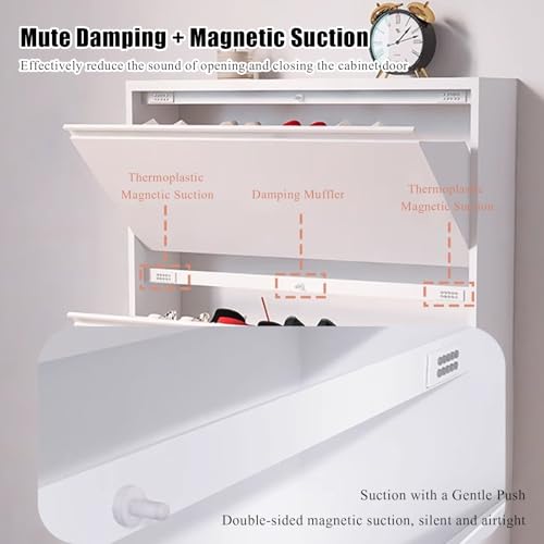 Wall Mounted Shoe Cabinet with Flip Drawers, Gray C281