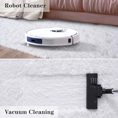 Fluffy Rugs for Bedroom Living Room, 4x6 Feet, Non-Slip Shaggy Area Rug, White R1191