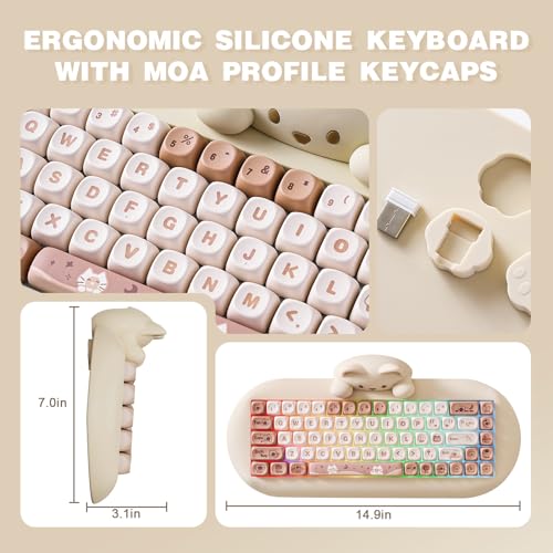 YUNZII C68 Wireless Mechanical Keyboard 65% Hot Swap RGB Backlit for Win/Mac O62087